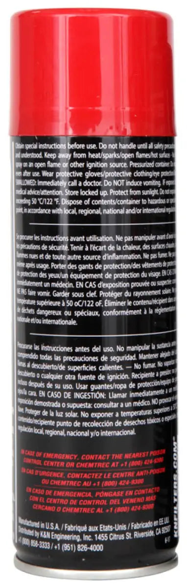 K&N 6.5 OZ Aerosol Spray Air Filter Oil - Truck & Automotive