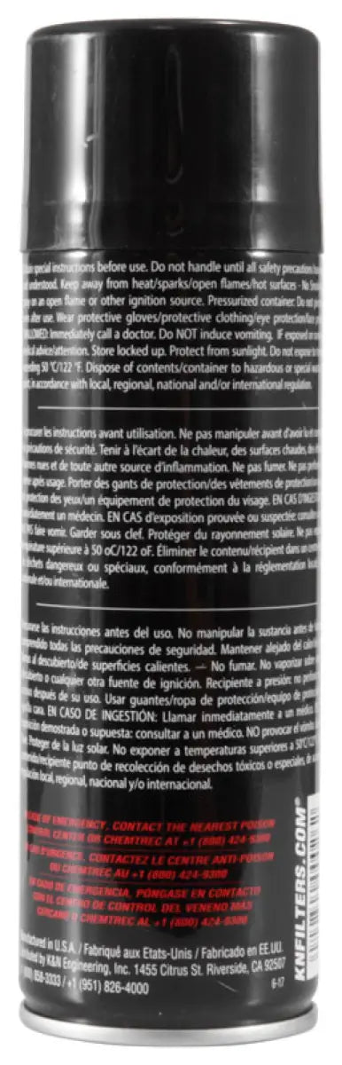 K&N 6.5 OZ Aerosol Spray Air Filter Oil - Truck & Automotive