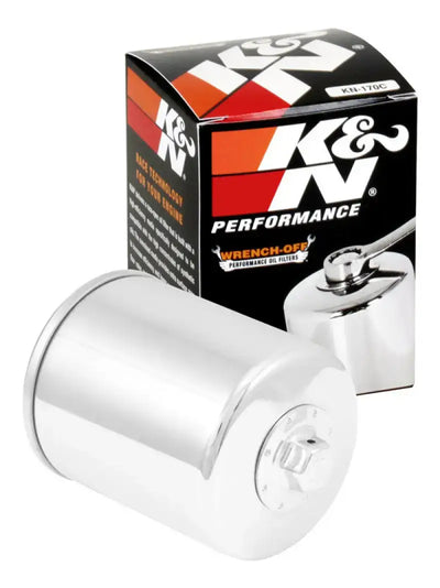 K&N Harley Davidson 3in OD x 4.063in H Chrome Oil Filter - Truck & Automotive