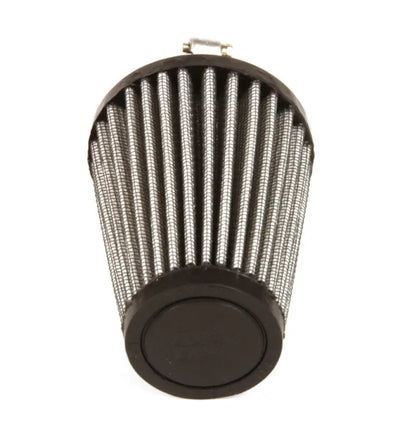 Conical air filter with metal mesh.