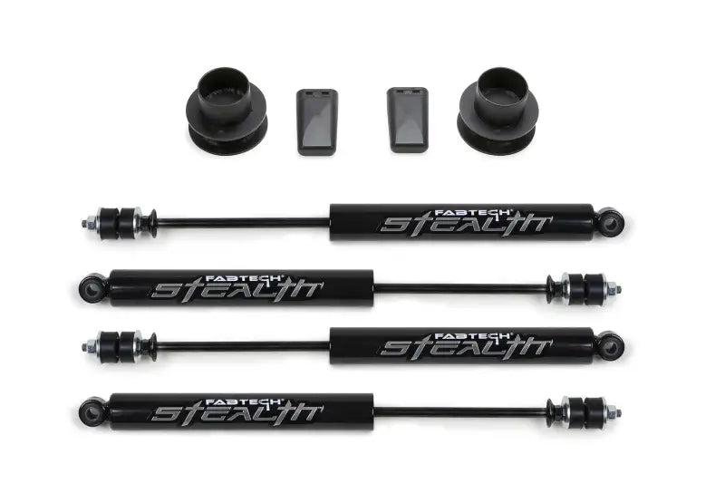 K3060M Fabtech Leveling Kit Suspension providing level stance and improved ground clearance for enhanced off-road capability.
