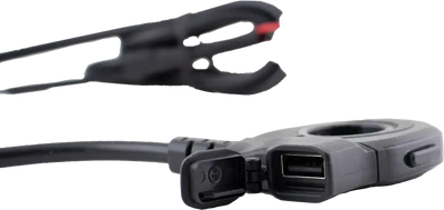 Black multi-port USB hub with clamp and thumb switch for KB011100 Thumb Switch W/ Type A Charger