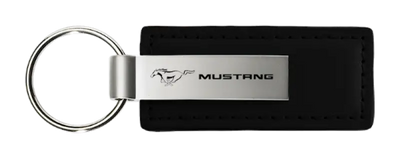 KC1540.MUS Auto Gold Mustang Black Leather Key - Chain