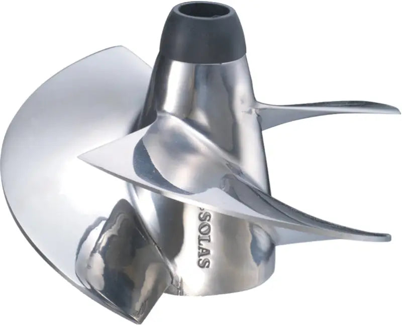 Shiny stainless steel boat propeller with black hub, perfect for RV parts & accessories