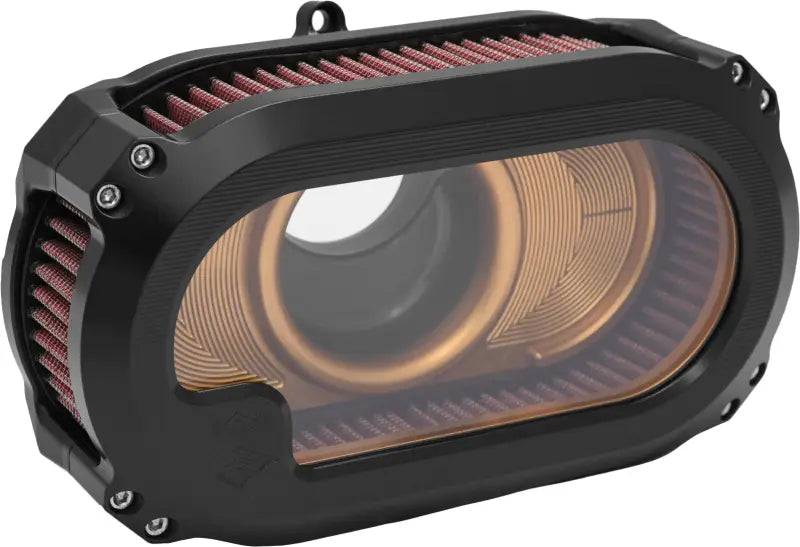 KENS FACTORY NXT-05BG Nxt Lvl Air Cleaner with Glass for 2023 CVO & 2024 RG FLHX - Black/Gold - KENS FACTORY