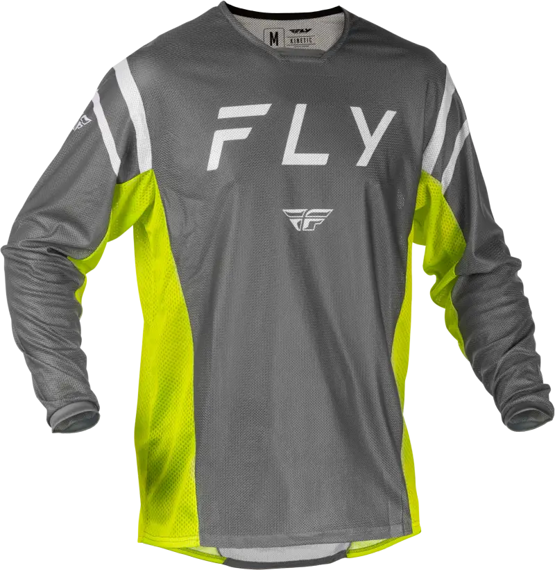 Kinetic Mesh Center Jersey Grey/White/Hi Vis Lg - FLY RACING