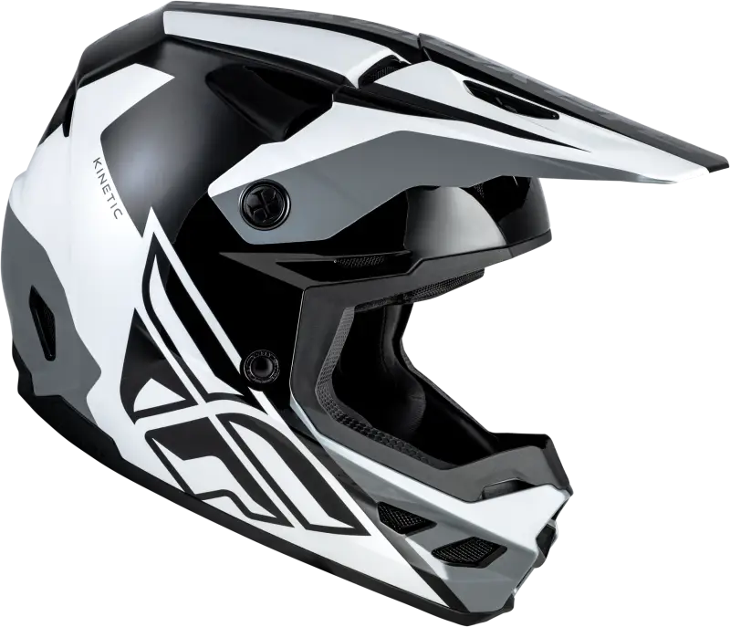 Kinetic Crest Helmet Black/White/Grey Sm - FLY RACING
