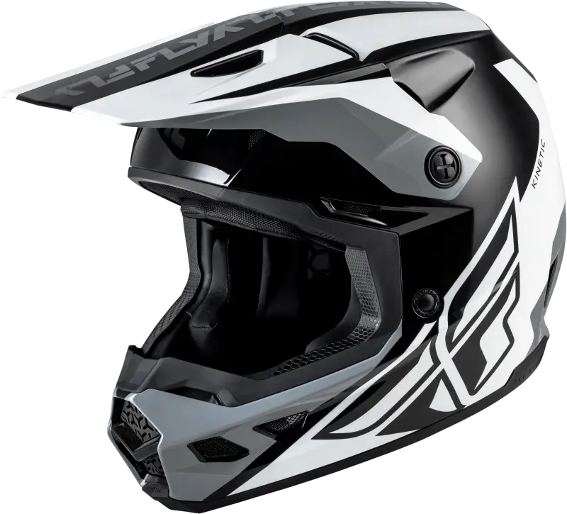 Kinetic Crest Helmet Black/White/Grey Sm - FLY RACING