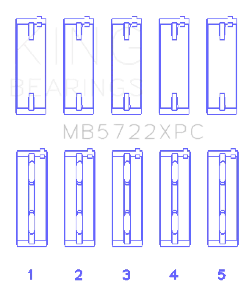 King Mitsubishi 4B11T EVO X 2007+ (Size STD) Coated Performance Main Bearing Set - MB5722XPC
