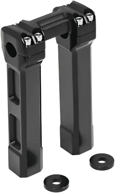 Black Kuryakyn 8inch Billet Handlebar Risers for a sleek billet handlebar upgrade