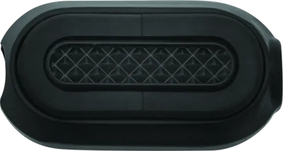 Gray oblong speaker with diamond grill on Kuryakyn Heavy Industry Shift & Brake Peg