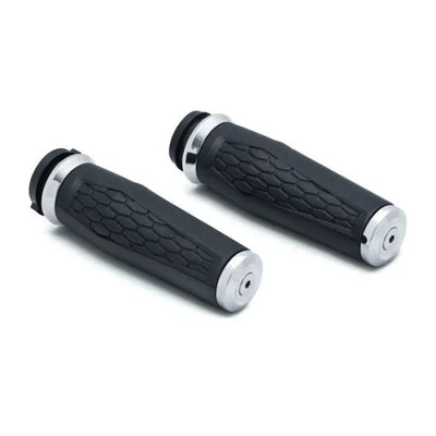 Black Kuryakyn Hex Grips Throttle-By-Wire Chrome for motorcycle handlebar control