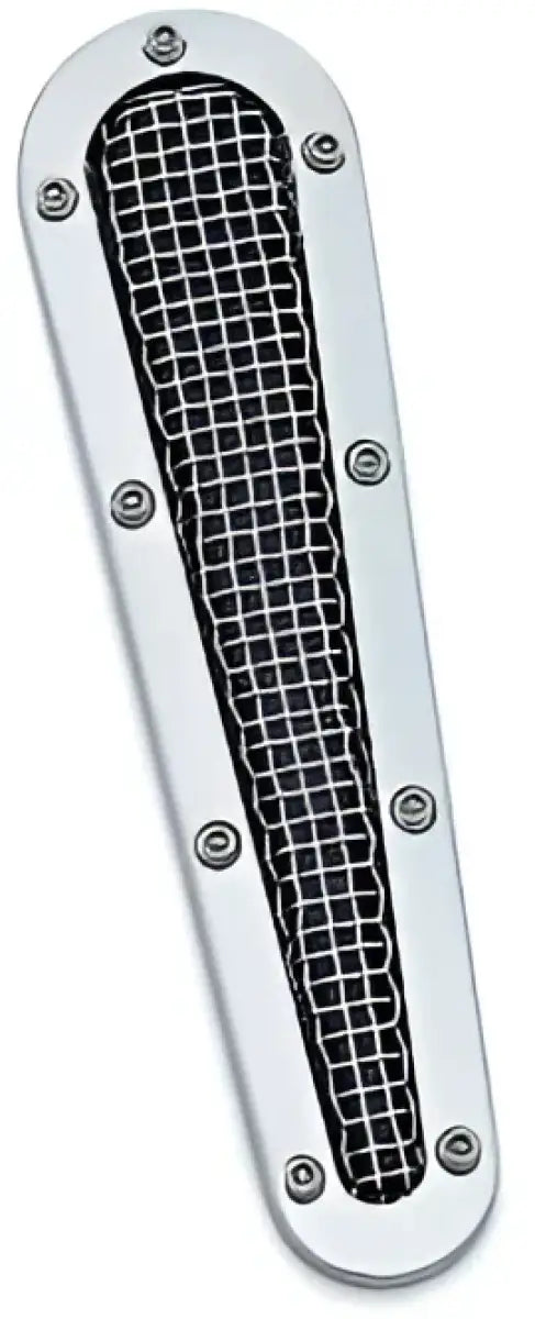 Chrome-trimmed Kuryakyn Mesh Dash Insert for custom bike dash upgrade