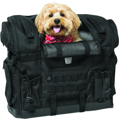 Black motorcycle pet carrier with dog for Kuryakyn Pet Palace Titan or Kuryakyn Pet