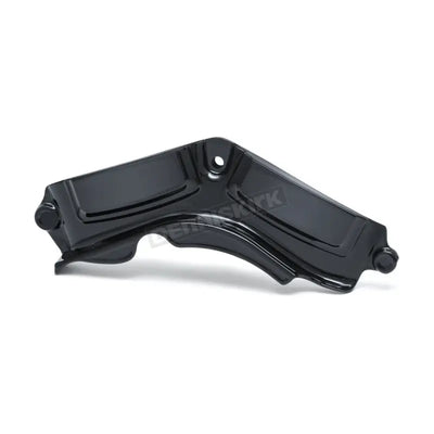 Black metal bracket for Kuryakyn Precision Cylinder Base Cover in the cylinder base area