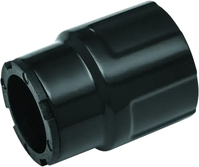 Black plastic pipe fitting for Kuryakyn Precision Heel Shifter Eliminator replacement