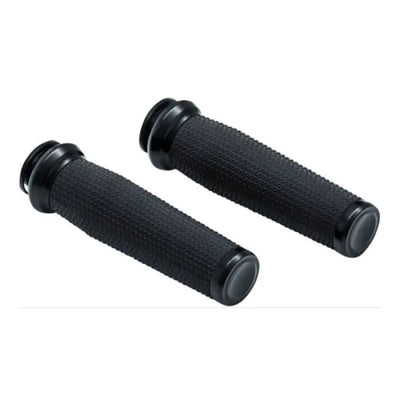Black textured Kuryakyn Thresher Grips for 18-Up Indian Models, stylish handlebar grips