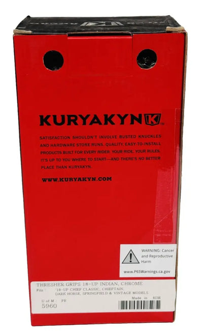 Photo of Kuryakyn Thresher Grips box for Indian models chrome motorcycle grips