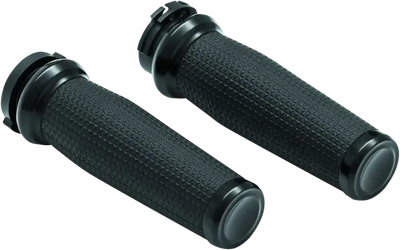 Kuryakyn Thresher Grips Dual Cable Black - Ergonomic, durable motorcycle hand grips with sleek black finish.
