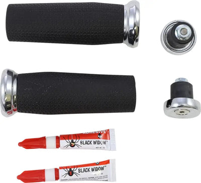 Kuryakyn Thresher Grips with handlebar and adhesive for easy installation on motorcycles