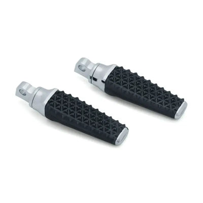 Black and silver Kuryakyn Thresher Pegs with Adapter Chrome for motorcycles