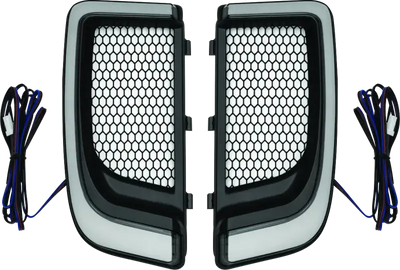 Kuryakyn Tracer Lower Fairing Grill Black - sleek and durable grill with a hexagonal mesh design, perfect for RV, automotive, powersports, off-road, marine, and truck accessories. Enhance your vehicle's exterior styling and protection with this premium part, available in AVADA - Best Sellers. Exterior, Exterior Styling, Exterior Parts & Accessories, Exterior Styling, Exterior Trim.
