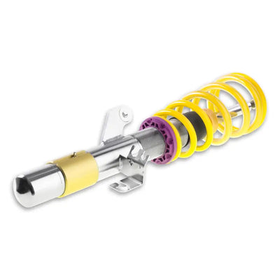 Yellow coilover suspension from KW Coilover Kit V2 for BMW 3 Series F30 series