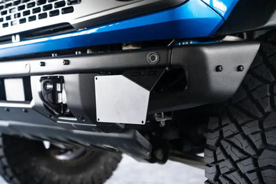 License Plate Relocation Kit Relocates To Driver’s Side of Front Bumper; Powder Coated; Black; Steel - Truck &