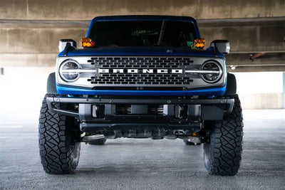 License Plate Relocation Kit Relocates To Driver’s Side of Front Bumper; Powder Coated; Black; Steel - Truck &
