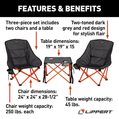 Three-piece Baja Table and Chair Set from Lippert Comp for comfy outdoor vibes
