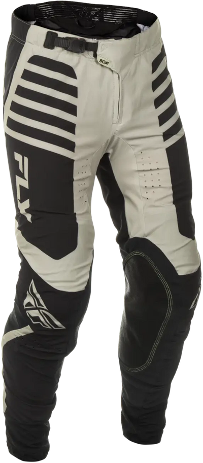 Black and grey motocross pants with perforated panels and buckle closure for RV parts & accessories