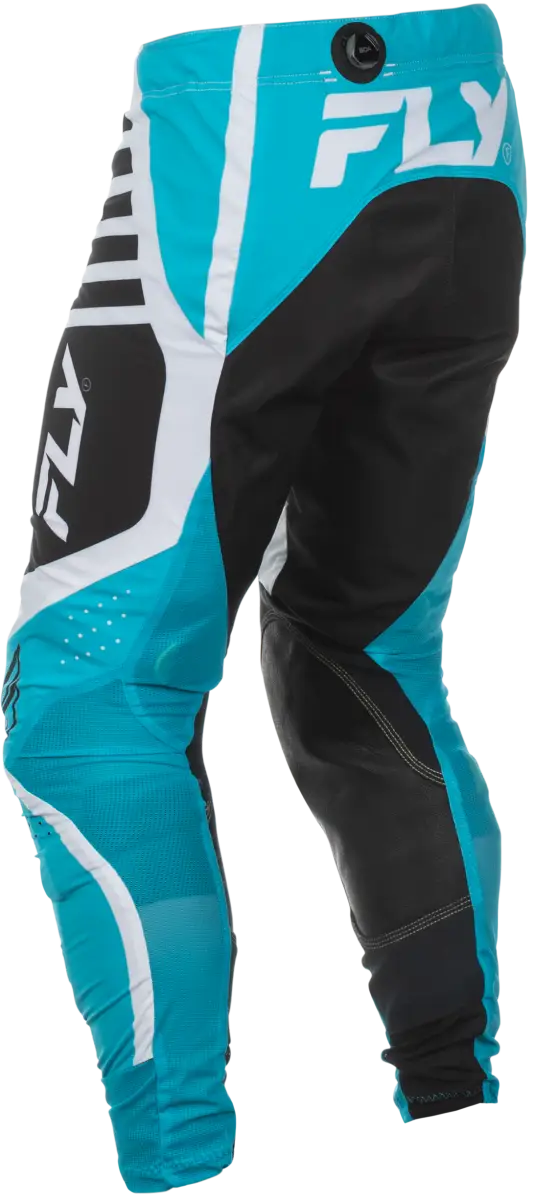 Turquoise, black, white motocross pants with ratchet closure and mesh ventilation, perfect for RV parts & accessories or truck parts