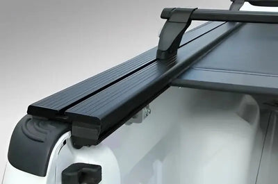 Black Pace Edwards Jackrabbit Rail with integrated steps and rubber caps for easy cargo access