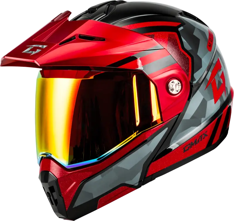 M17411155 Gmax Md-74 Striker Modular Helmet W Red Shield Blk/Gry/Rd Mtlc Md - RV and Auto Parts