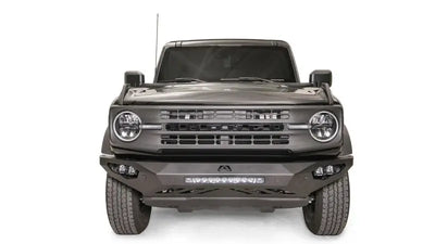 Front view of a 2021-2022 Ford Bronco with M6651-1 Fab Fours Veng Acc Insert, showcasing its sleek, modern design and custom fit.