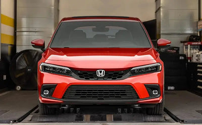 Vibrant red 2023 Honda Civic Sport hatchback with Magnaflow NEO cat-back exhaust