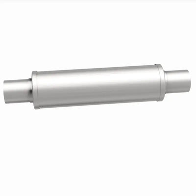 MagnaFlow Muffler Mag SS 14X4X4 2.25X2.25 C/C premium satin finish, stainless steel, 4" round body, versatile installation, high performance exhaust.