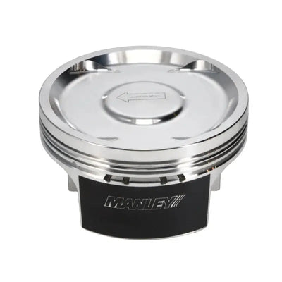 Shiny silver Subaru WRX dish piston with arrow for Manley 04+ STI turbo upgrade