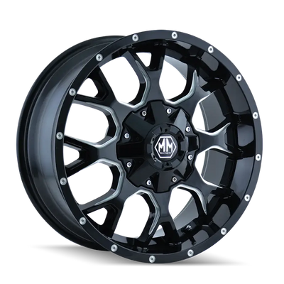 Mayhem 8015 Warrior 20x9 / 8x180 BP / 18mm Offset / 124.1mm Hub Black w/ Milled Spokes Wheel - Truck & Automotive
