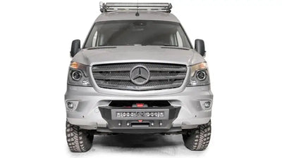 Silver Mercedes-Benz Sprinter with Fab Fours Winch Mount