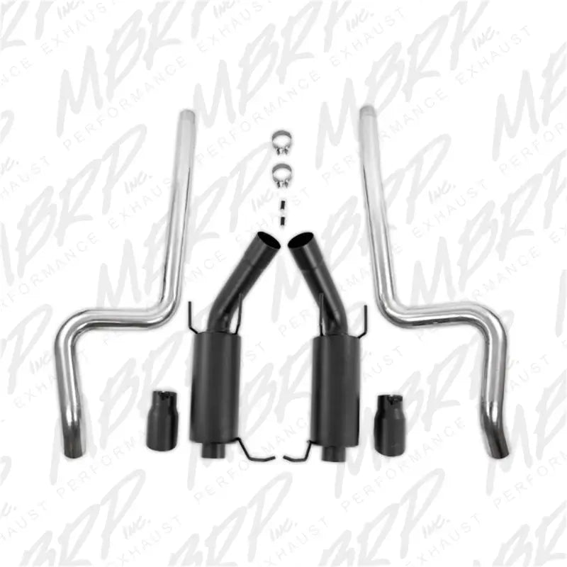 MBRP 11-14 Ford Mustang GT 5.0L 3in Cat Back Dual Split Rear Street Version 4in Tips - Black - Truck & Automotive