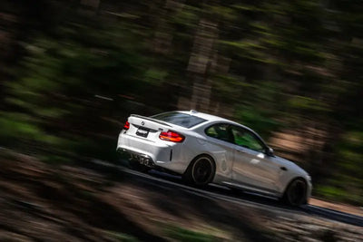 MBRP 18-22 BMW M2 Competition 3.0L T304 SS 3in Resonator-Back Exhaust Quad Rear w/ Carbon Fiber Tips - Truck &