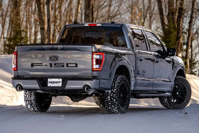 MBRP 22-23 Ford F150 T304 5in OD Black Tip Dual Rear Exit 3in Coated Cat Back Exhaust - Truck & Automotive