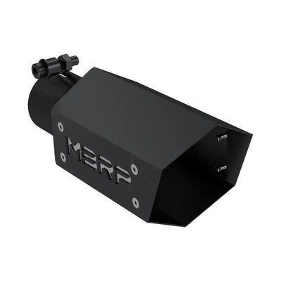 MBRP Universal 4in Hex Tip 2.5in Inlet 10in Length w/ Logo - Black Coated - Truck & Automotive