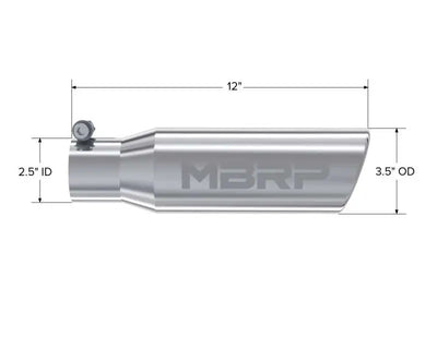 MBRP Universal Tip 3in O.D. Angled Rolled End 2 inlet 10 length - RV and Auto Parts