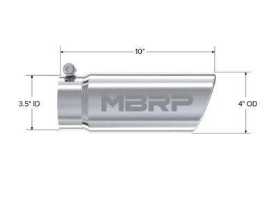 MBRP Universal Tip 4in O.D. Angled Rolled End 3 inlet 10 length - RV and Auto Parts
