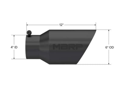 MBRP Universal Tip 6 O.D. Dual Wall Angled 4" Inlet 12" Length - Black Finish