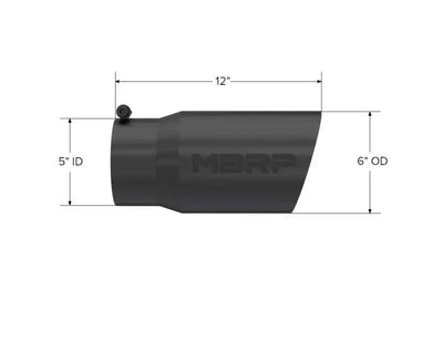 MBRP Universal Tip 6 O.D. Dual Wall Angled 5 inlet 12 length - Black Finish - RV and Auto Parts
