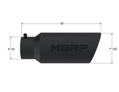 MBRP Universal Tip 7in O.D. Rolled End 5in inlet 18in length Black - Truck & Automotive