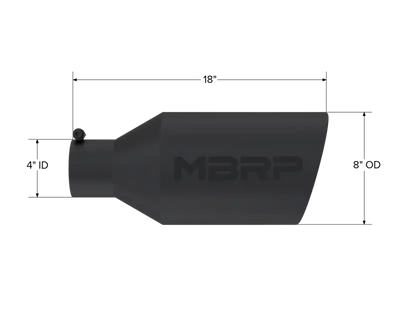 MBRP Universal Tip 8in O.D. Rolled End 4in inlet 18in length Black for RV, Automotive, Powersports, off-road, marine, exterior, truck accessories, interior, truck bed, rv parts, Performance, Truck & Automotive, Exhaust, Mufflers & Tips, AVADA - Best Sellers